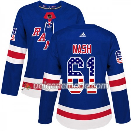 Dame Eishockey New York Rangers Trikot Rick Nash 61 Adidas 2017-2018 Blue USA Flag Fashion Authentic